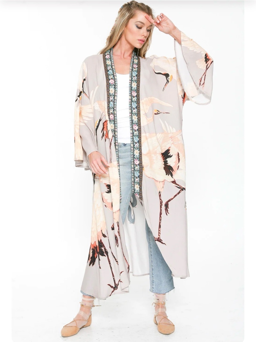 Aratta Story of the Crane Kimono in Lavender Slate, NWT - Picture 3 of 7